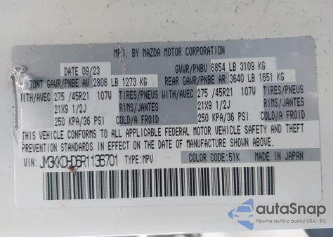 2024 Mazda Cx-90 3.3 Turbo Premium from USA, damaged, VIN JM3KKDHD6R1136701